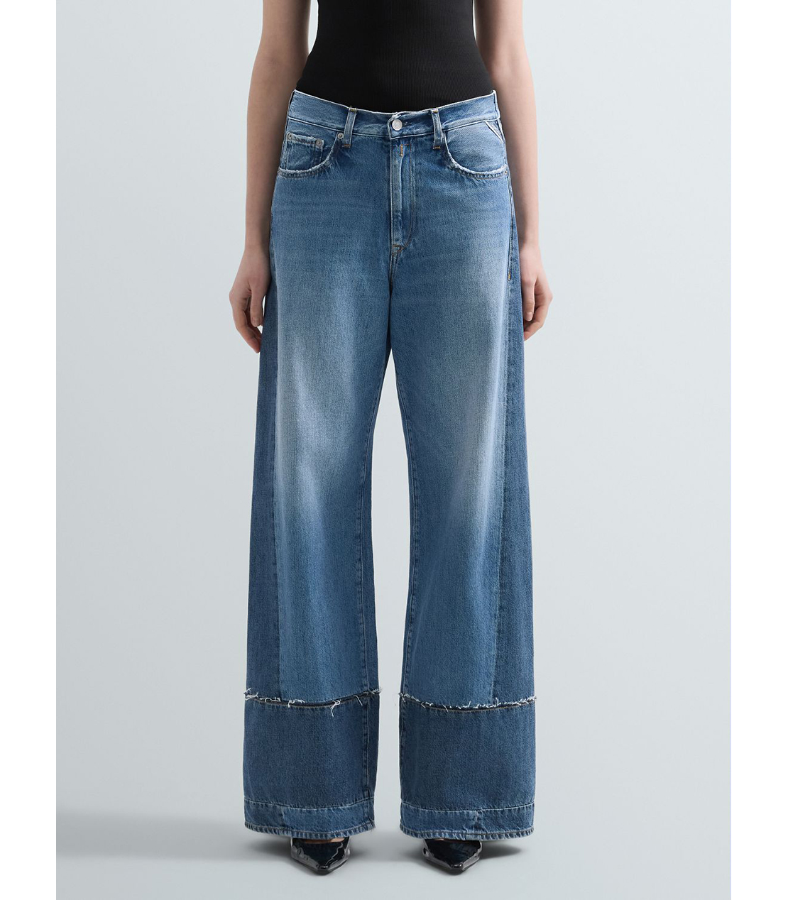 ワイドレッグIDALYA バイカラーインディゴデニム